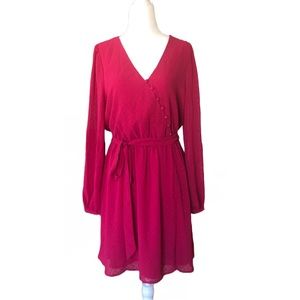 POPSUGAR Fuchsia Faux Wrap Dress
